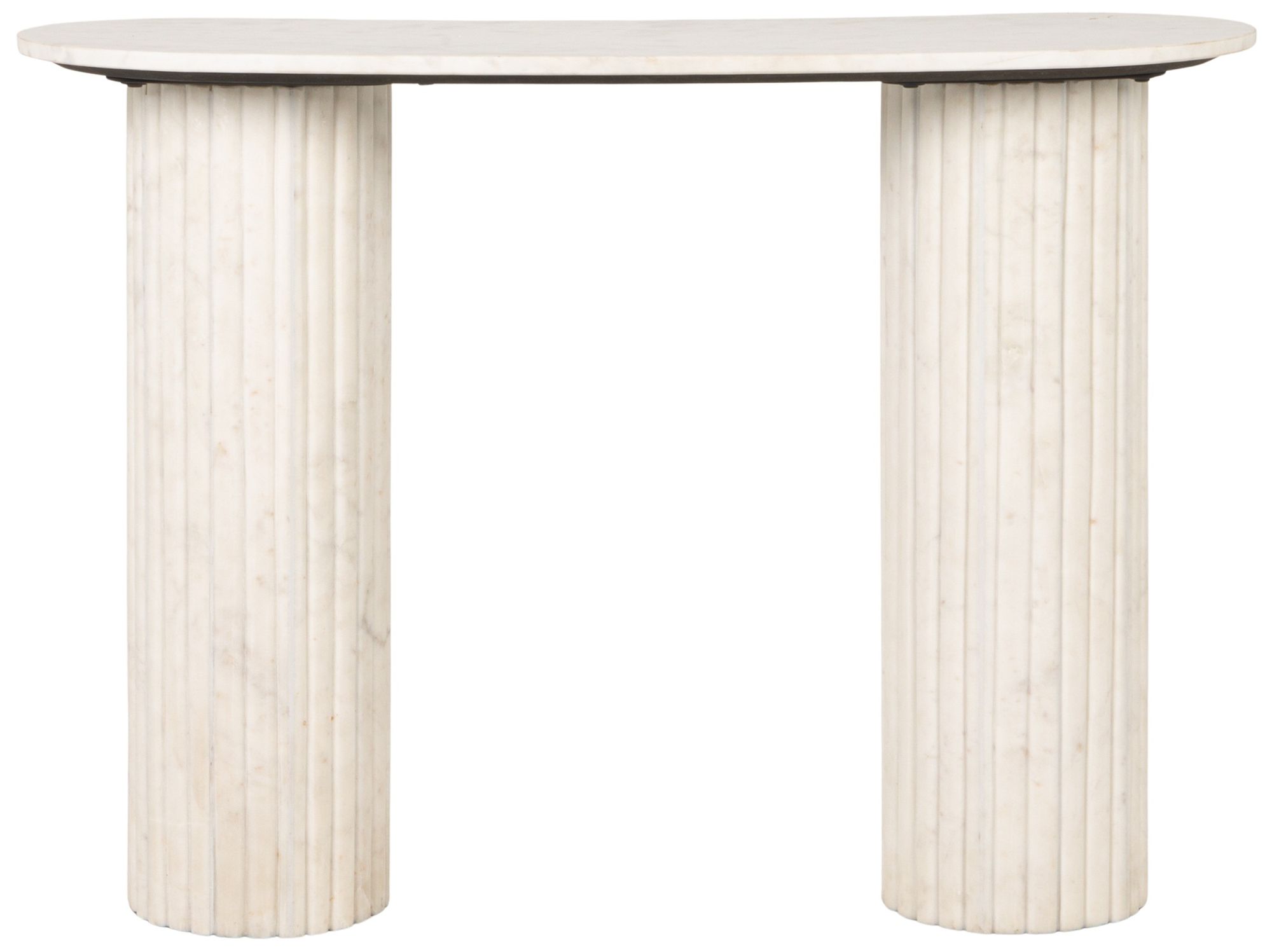 Image 7 Marble Console Table with Fluted Column Base, White more views