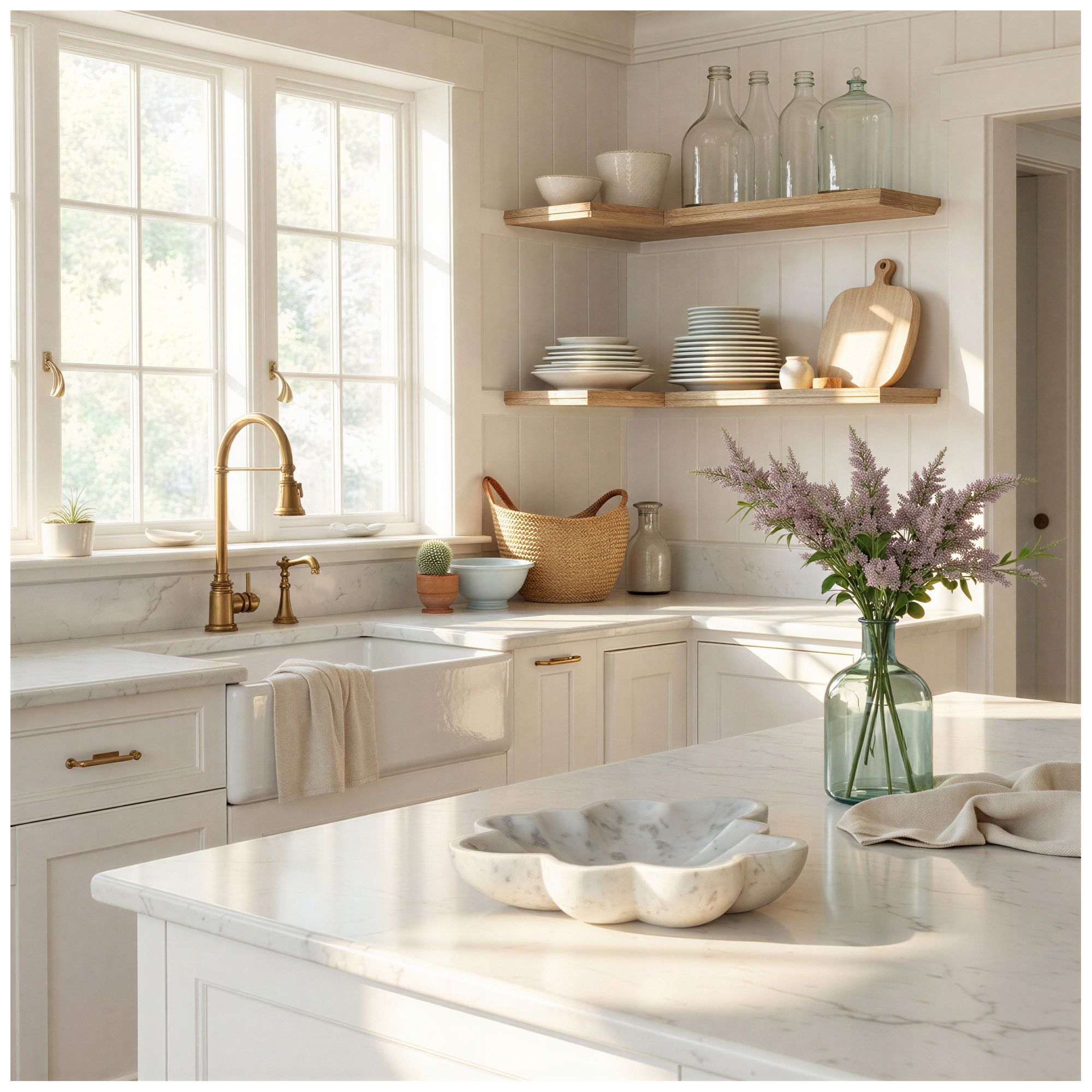 Image 2 Marble Flower Shaped Decorative Dish, White more views