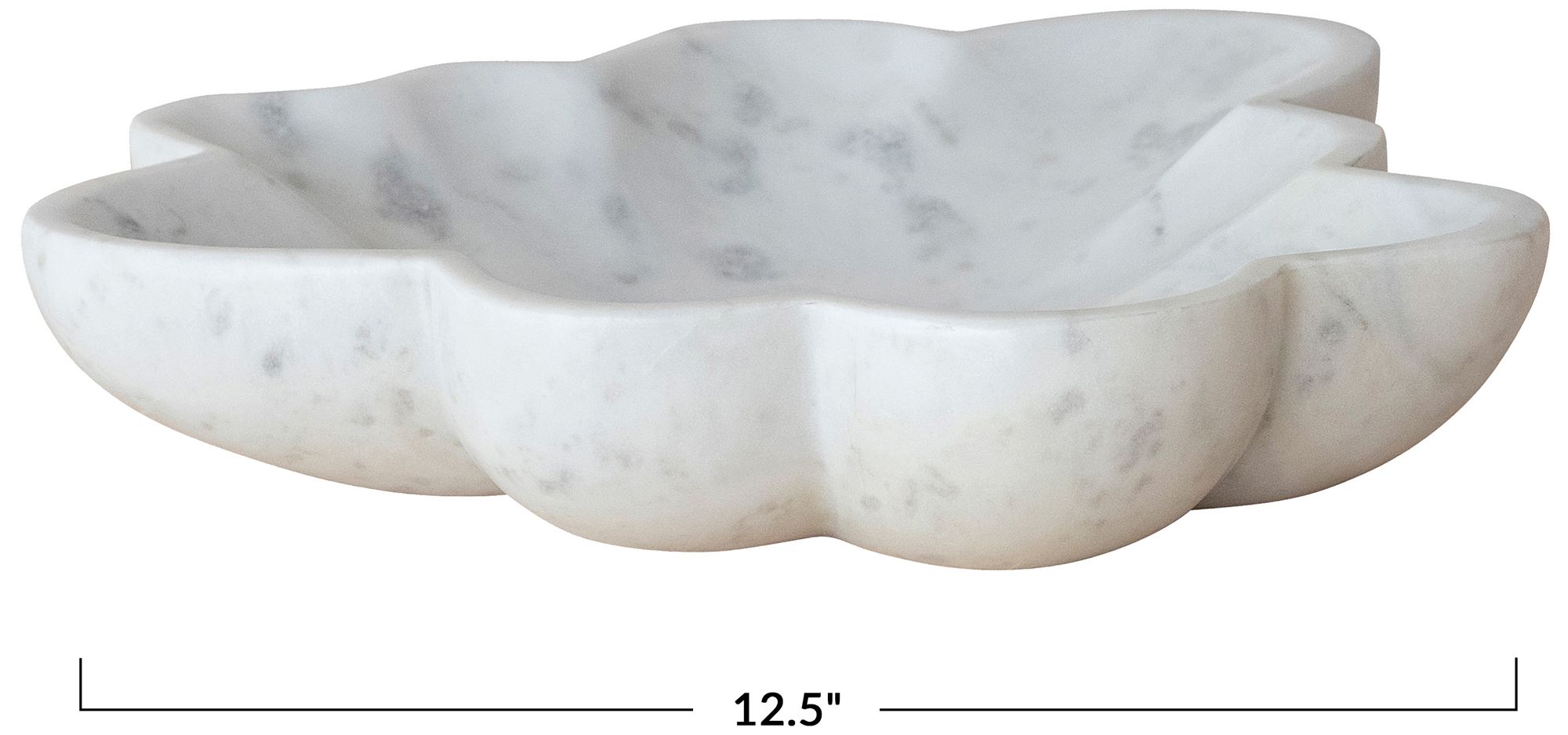 Image 3 Marble Flower Shaped Decorative Dish, White more views