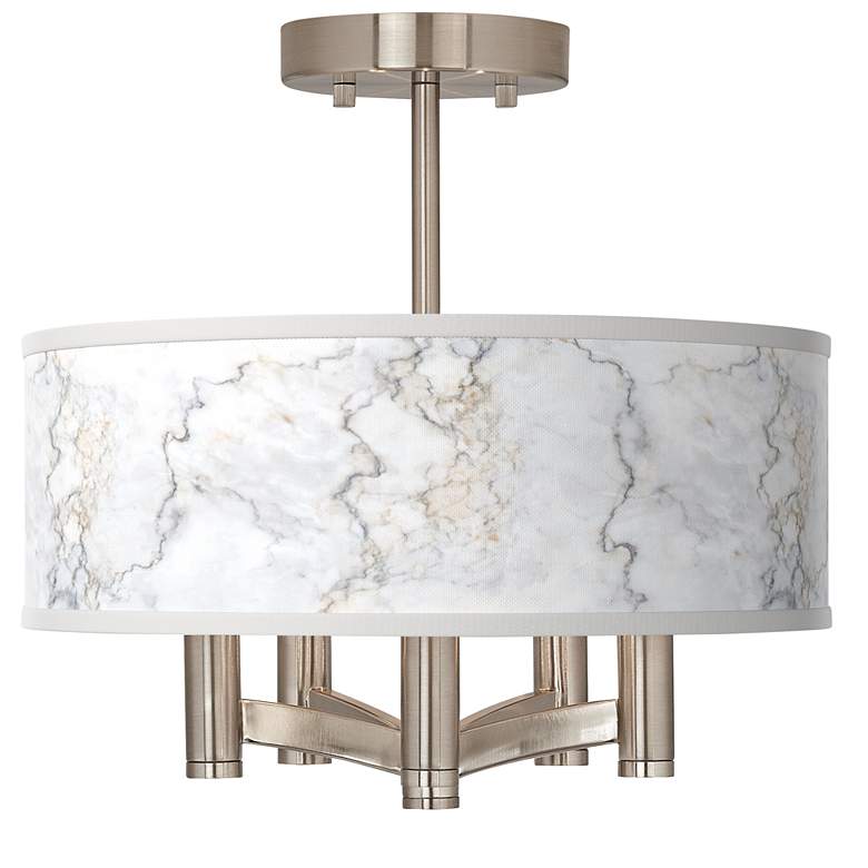 Image 1 Marble Glow Ava 5-Light Nickel Ceiling Light