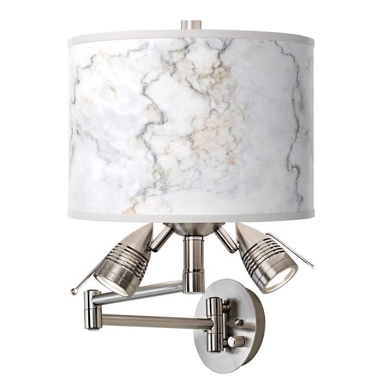 Image 1 Marble Glow Giclee Plug-In Swing Arm Wall Lamp