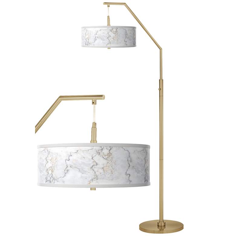 Image 1 Marble Glow Giclee Warm Gold Arc Floor Lamp