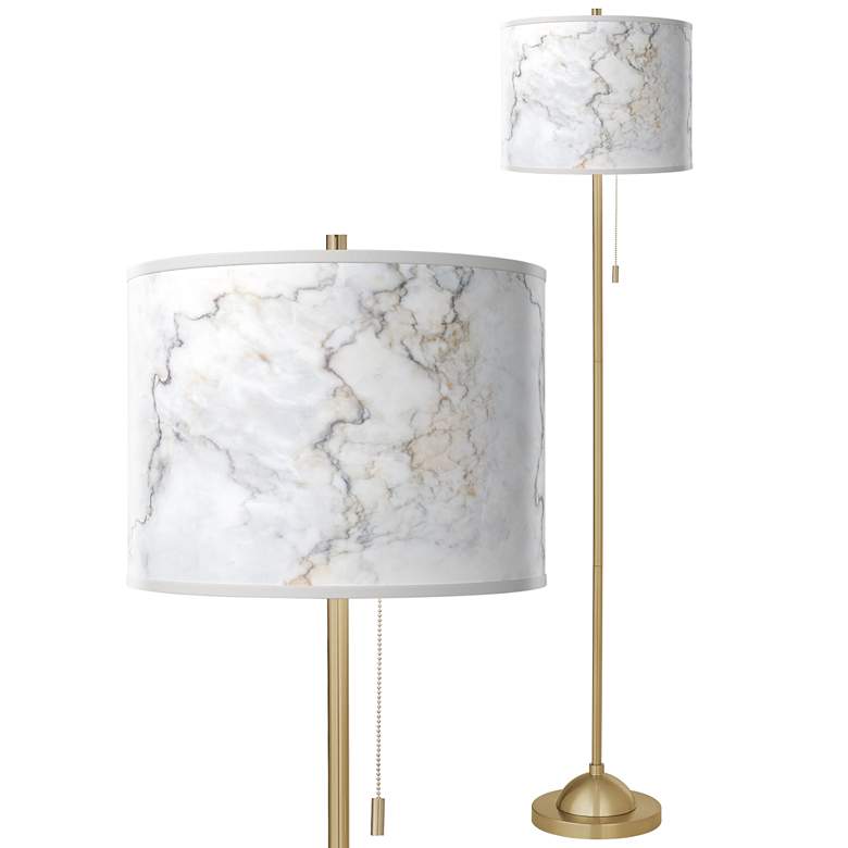 Image 1 Marble Glow Giclee Warm Gold Stick Floor Lamp