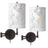 Marble Glow Tessa Bronze Swing Arm Wall Lamps Set of 2