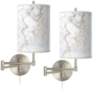 Marble Glow Tessa Brushed Nickel Swing Arm Wall Lamps Set of 2
