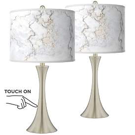 Image1 of Marble Glow Trish Brushed Nickel Touch Table Lamps Set of 2
