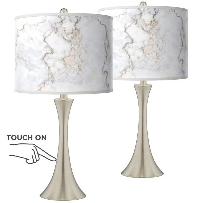 Image 1 Marble Glow Trish Brushed Nickel Touch Table Lamps Set of 2