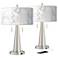 Marble Glow Vicki Brushed Nickel USB Table Lamps Set of 2