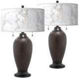 Marble Glow Zoey Hammered Oil-Rubbed Bronze Table Lamps Set of 2