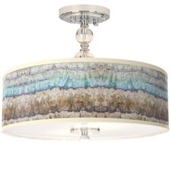 Marble Jewel Giclee 16&quot; Wide Semi-Flush Ceiling Light