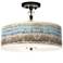 Marble Jewel Giclee 16"W Black Semi-Flush Ceiling Light