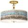 Marble Jewel Giclee 16"W Gold Semi-Flush Ceiling Light