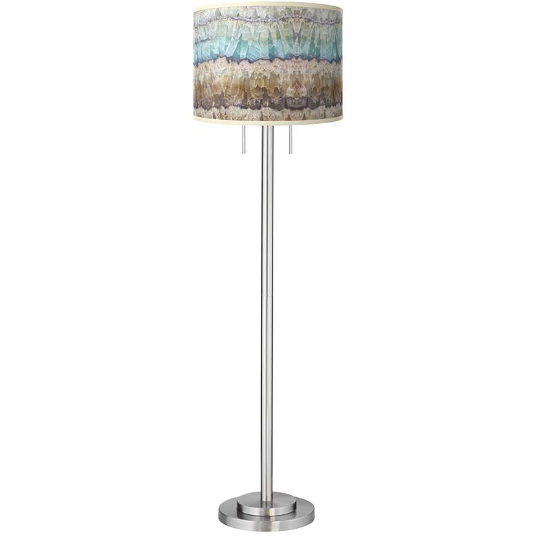 Marble Jewel Giclee Gallery Brushed Nickel Modern Floor Lamp