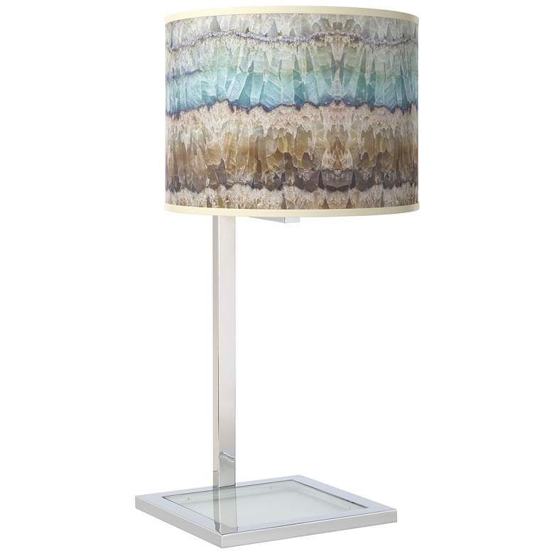 Image 1 Marble Jewel Giclee Gallery Modern Glass Inset Table Lamp