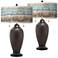 Marble Jewel Giclee Glow Hammered Bronze Table Lamps Set of 2
