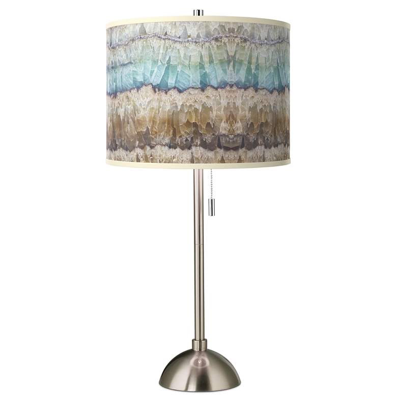Image 1 Marble Jewel Giclee Glow Modern Brushed Nickel Pull Chain Table Lamp