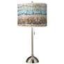 Marble Jewel Giclee Glow Modern Brushed Nickel Pull Chain Table Lamp