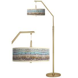 Image1 of Marble Jewel Giclee Warm Gold Arc Floor Lamp