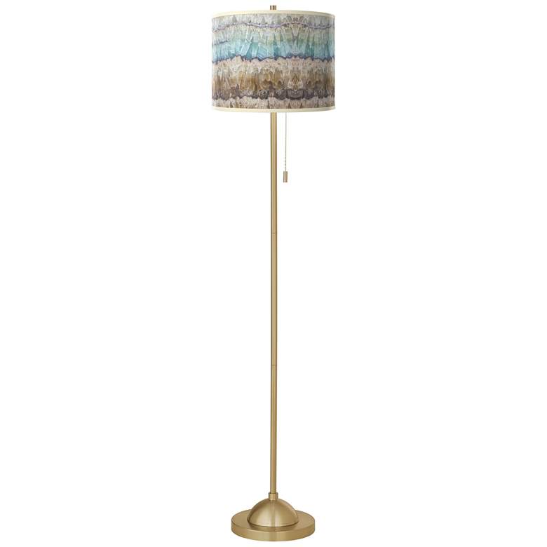 Image 2 Marble Jewel Giclee Warm Gold Stick Floor Lamp