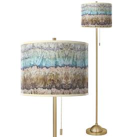 Image1 of Marble Jewel Giclee Warm Gold Stick Floor Lamp