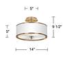 Marble Jewel Gold 14" Wide Ceiling Light