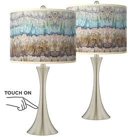 Image1 of Marble Jewel Trish Brushed Nickel Touch Table Lamps Set of 2