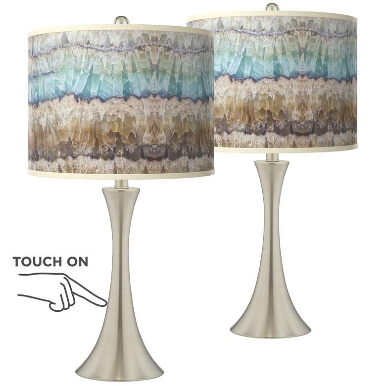 Image 1 Marble Jewel Trish Brushed Nickel Touch Table Lamps Set of 2