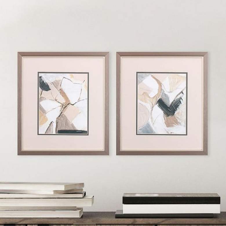 Image 2 Marble Lines 16 inch High 2-Piece Printed Framed Wall Art Set