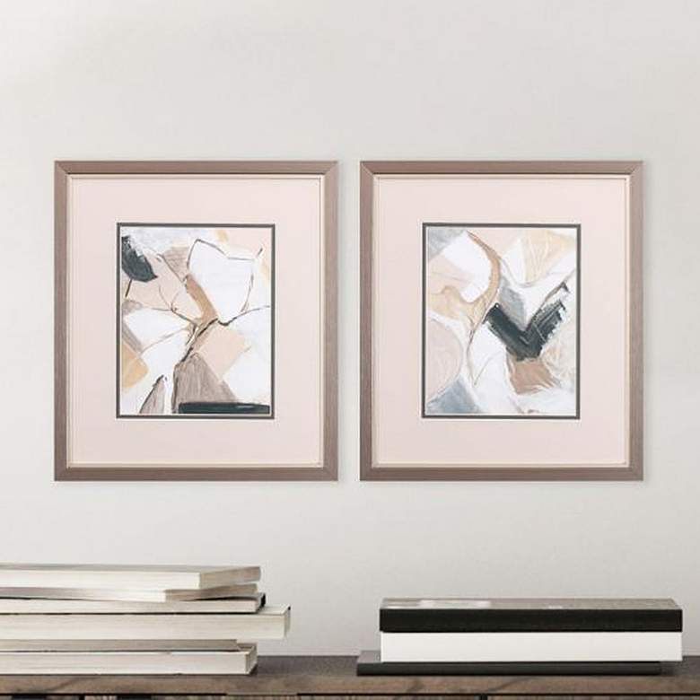 Image 2 Marble Lines 16" High 2-Piece Printed Framed Wall Art Set