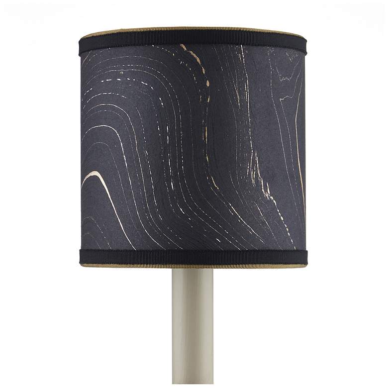 Image 2 Marble Paper Drum Chandelier Shade - Black/Gold/Silver more views