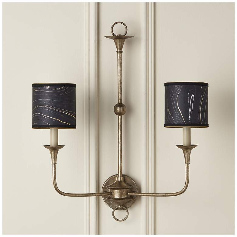 Image 4 Marble Paper Drum Chandelier Shade - Black/Gold/Silver more views