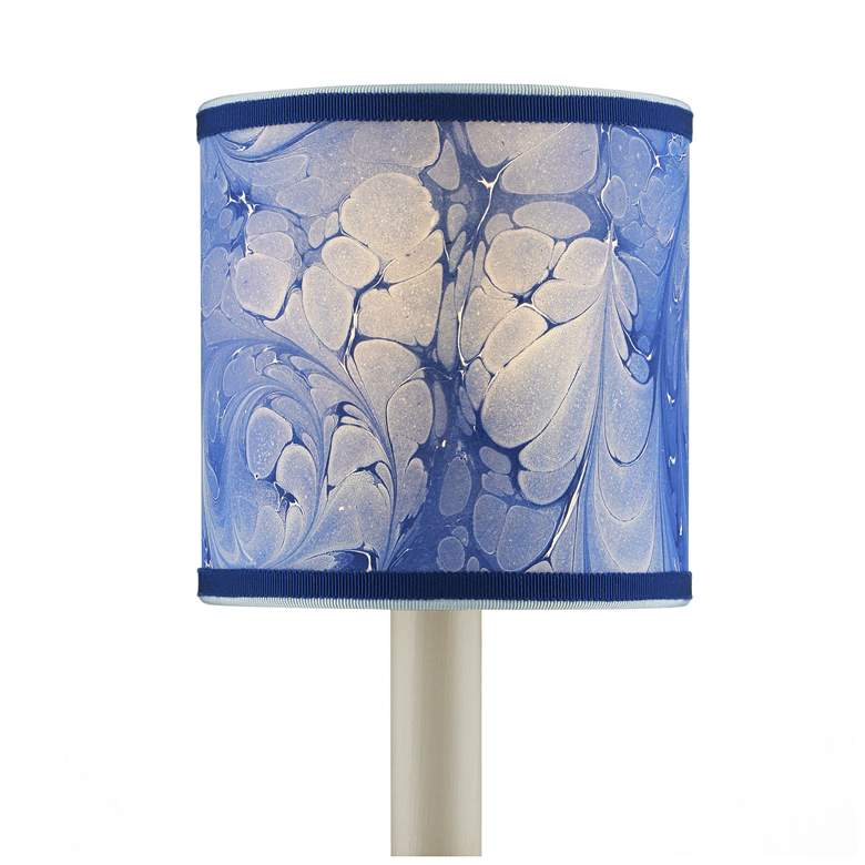 Image 1 Marble Paper Drum Chandelier Shade - Blue