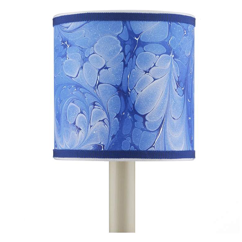 Image 2 Marble Paper Drum Chandelier Shade - Blue more views