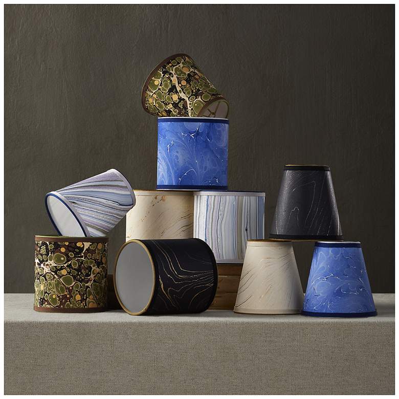 Image 5 Marble Paper Drum Chandelier Shade - Blue more views