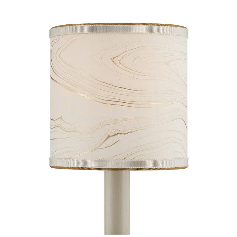 Image 1 Marble Paper Drum Chandelier Shade - Cream/Gold