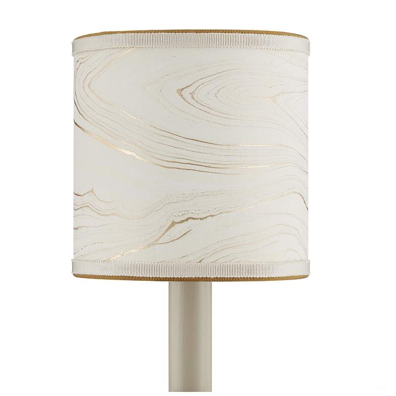Image 2 Marble Paper Drum Chandelier Shade - Cream/Gold more views