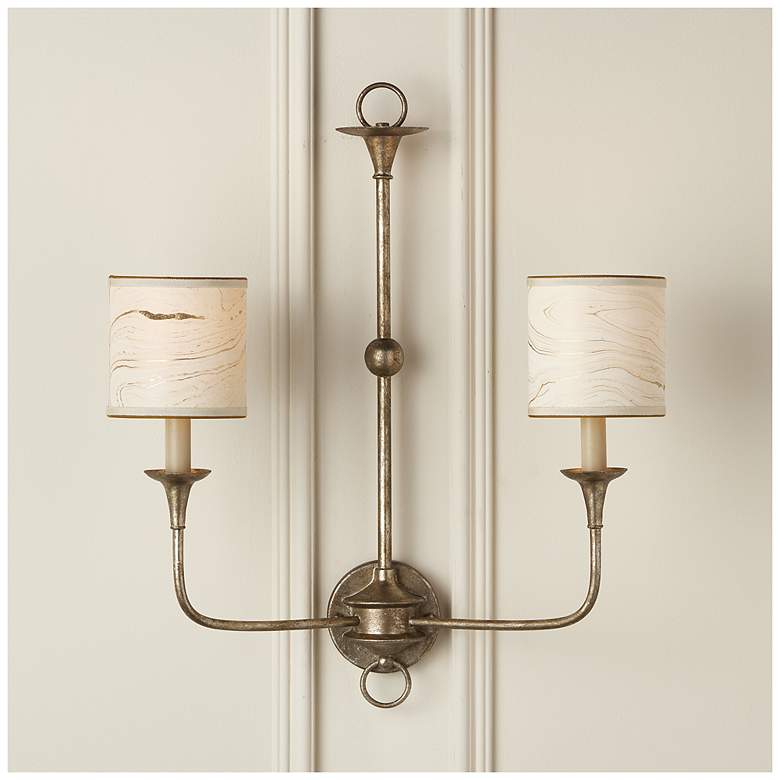 Image 3 Marble Paper Drum Chandelier Shade - Cream/Gold more views