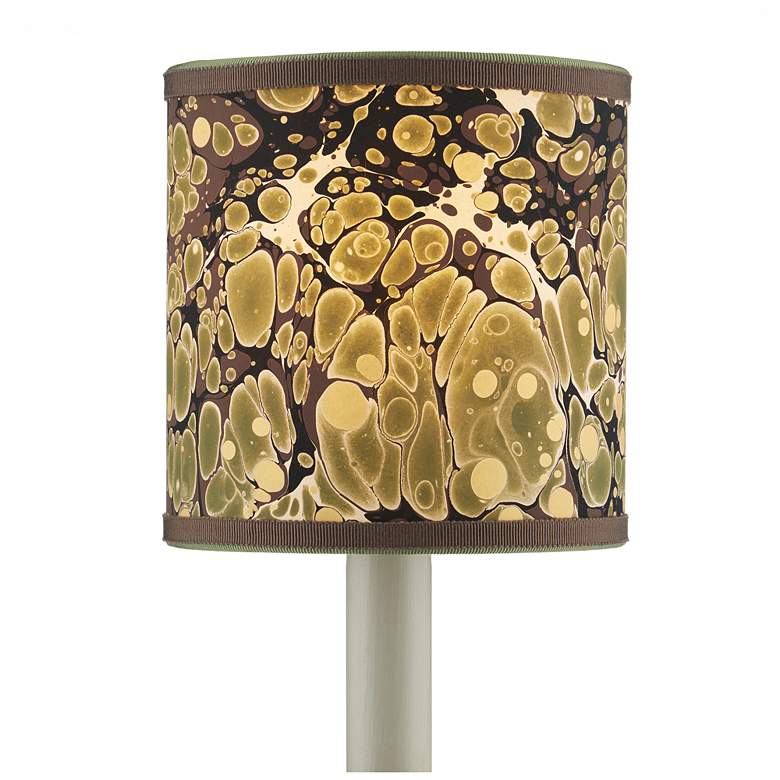 Image 1 Marble Paper Drum Chandelier Shade - Green/Brown/Gold