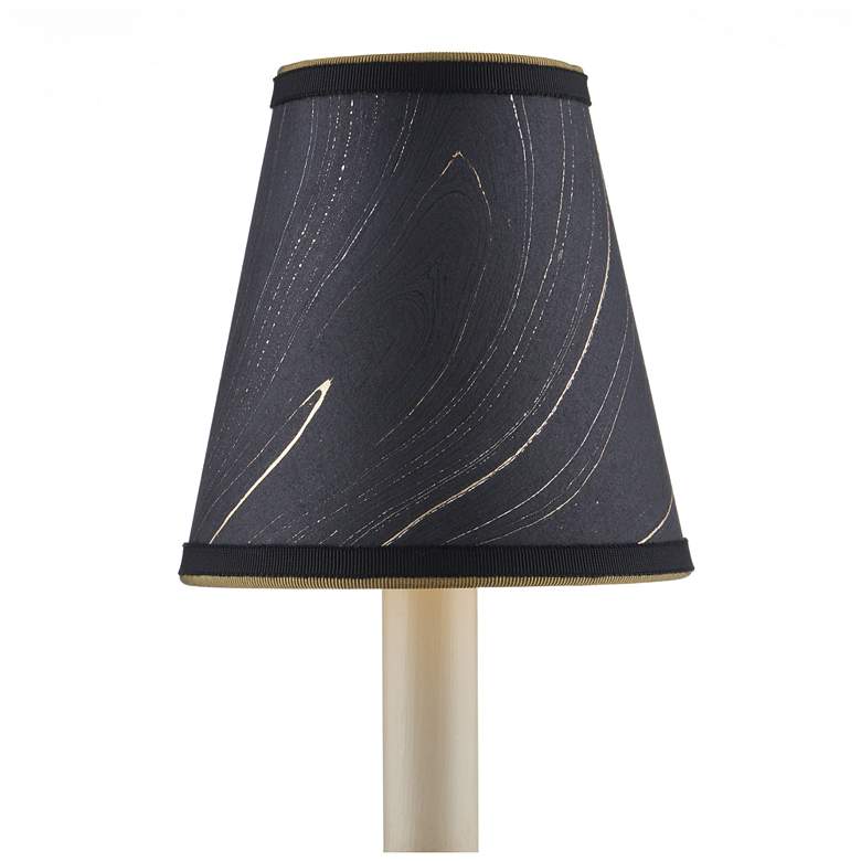 Image 1 Marble Paper Tapered Chandelier Shade - Black/Gold/Silver