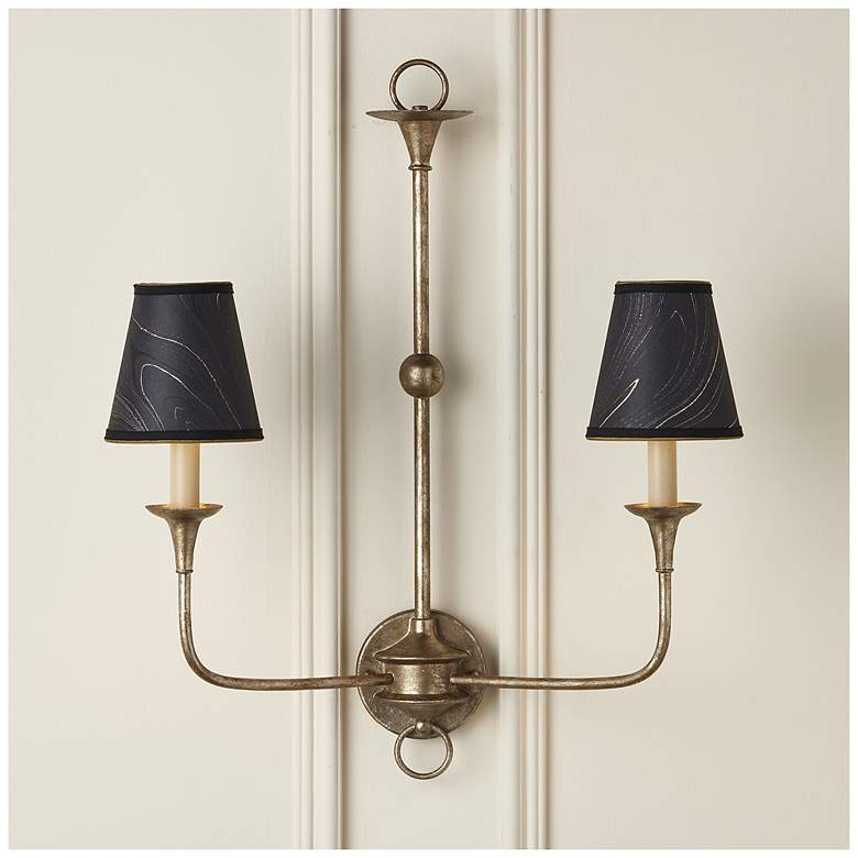 Image 3 Marble Paper Tapered Chandelier Shade - Black/Gold/Silver more views