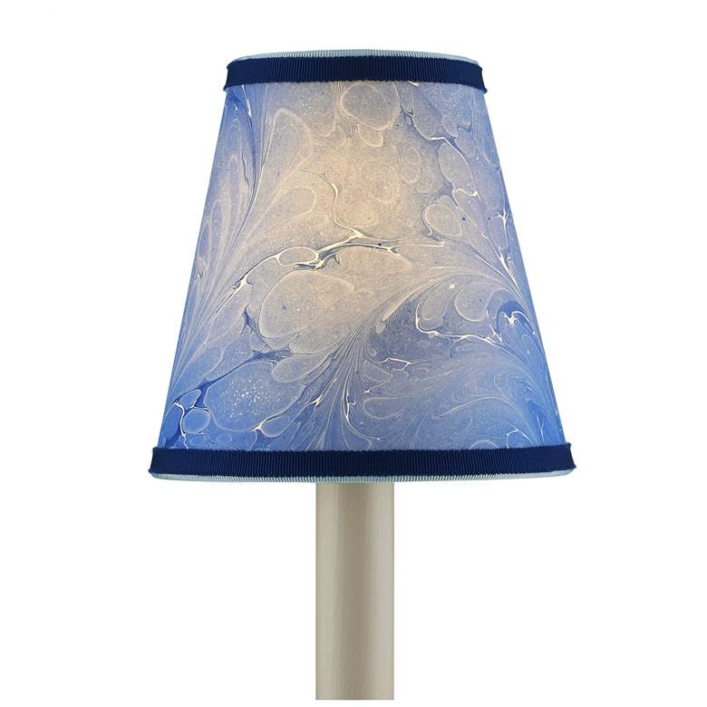 Image 1 Marble Paper Tapered Chandelier Shade - Blue