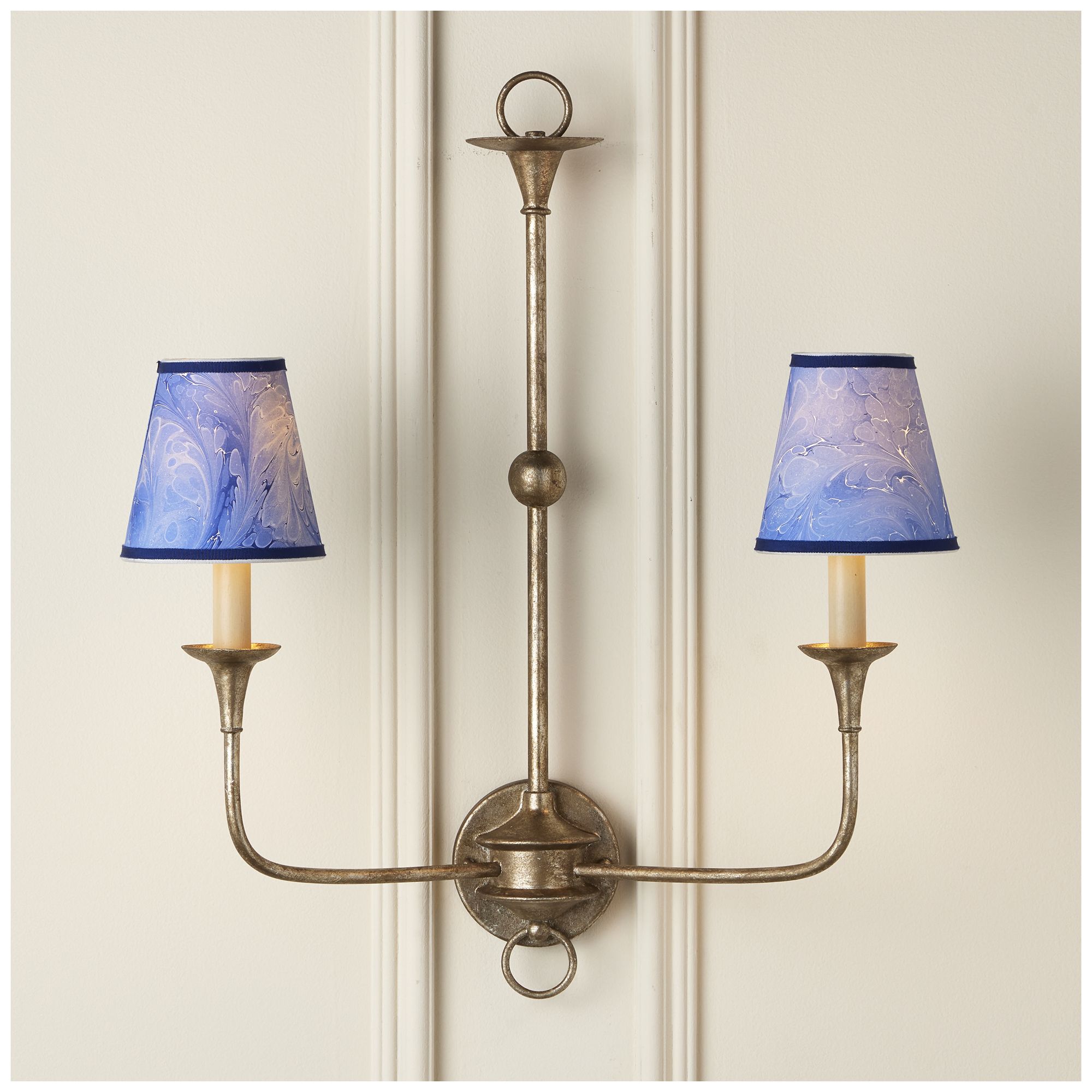 Image 3 Marble Paper Tapered Chandelier Shade - Blue more views