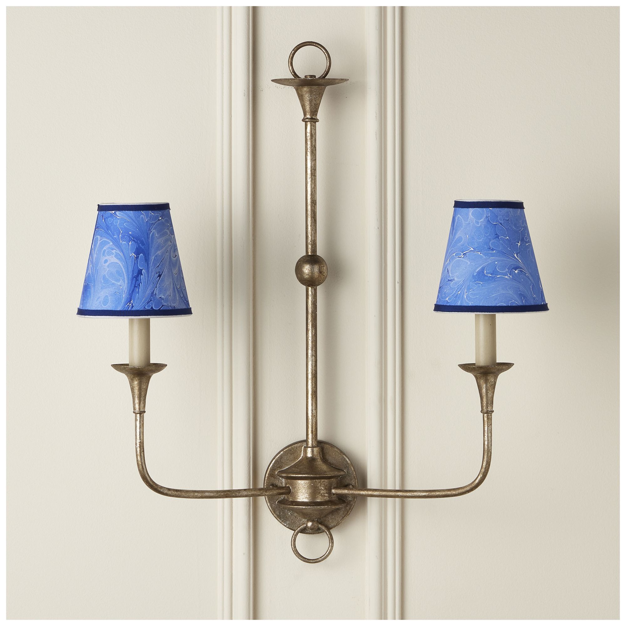Image 4 Marble Paper Tapered Chandelier Shade - Blue more views