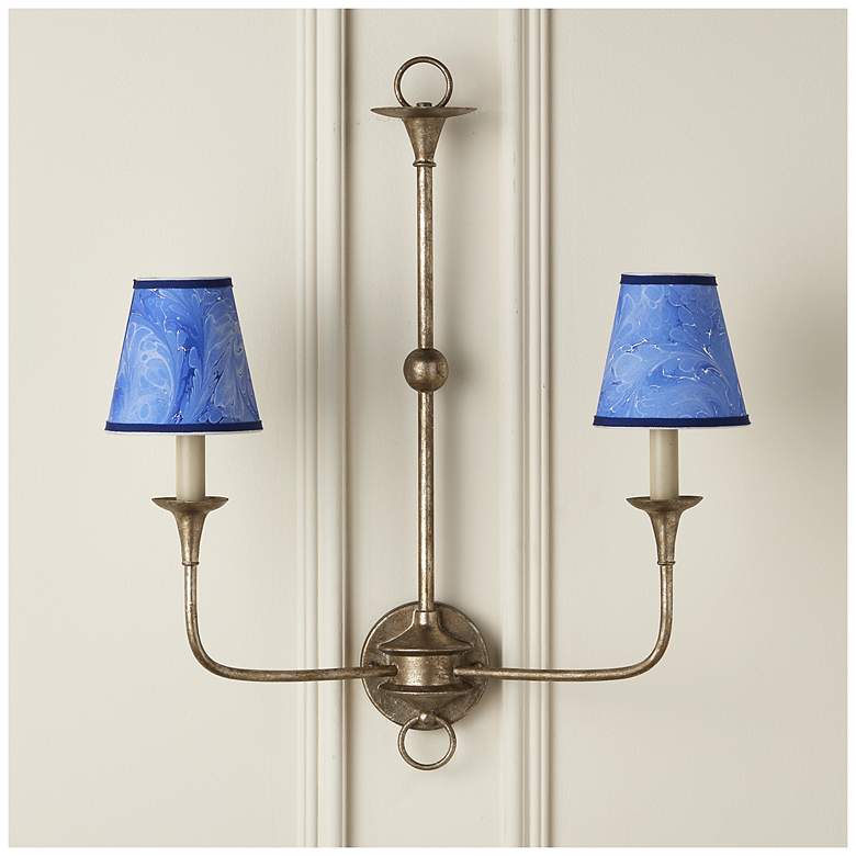Image 4 Marble Paper Tapered Chandelier Shade - Blue more views