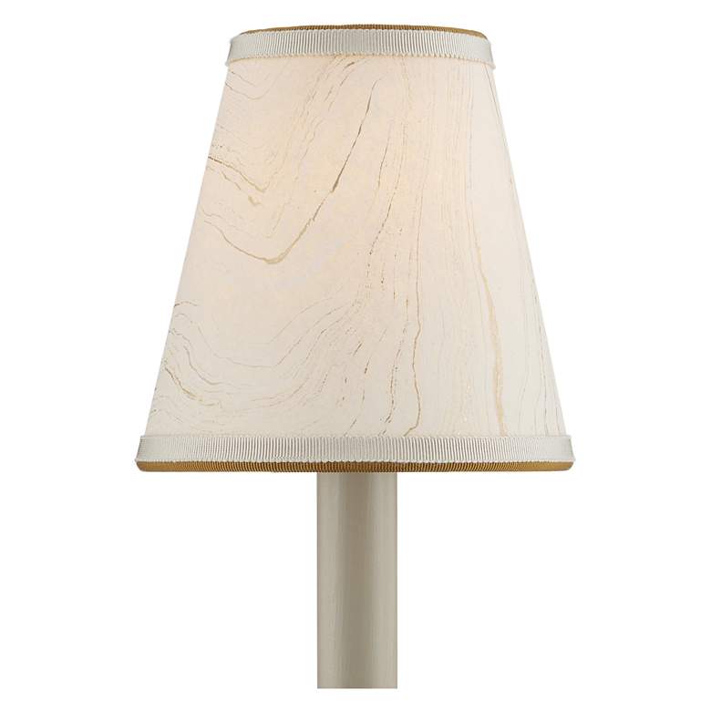 Image 1 Marble Paper Tapered Chandelier Shade - Cream/Gold