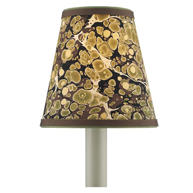 Image 1 Marble Paper Tapered Chandelier Shade - Green/Brown/Gold