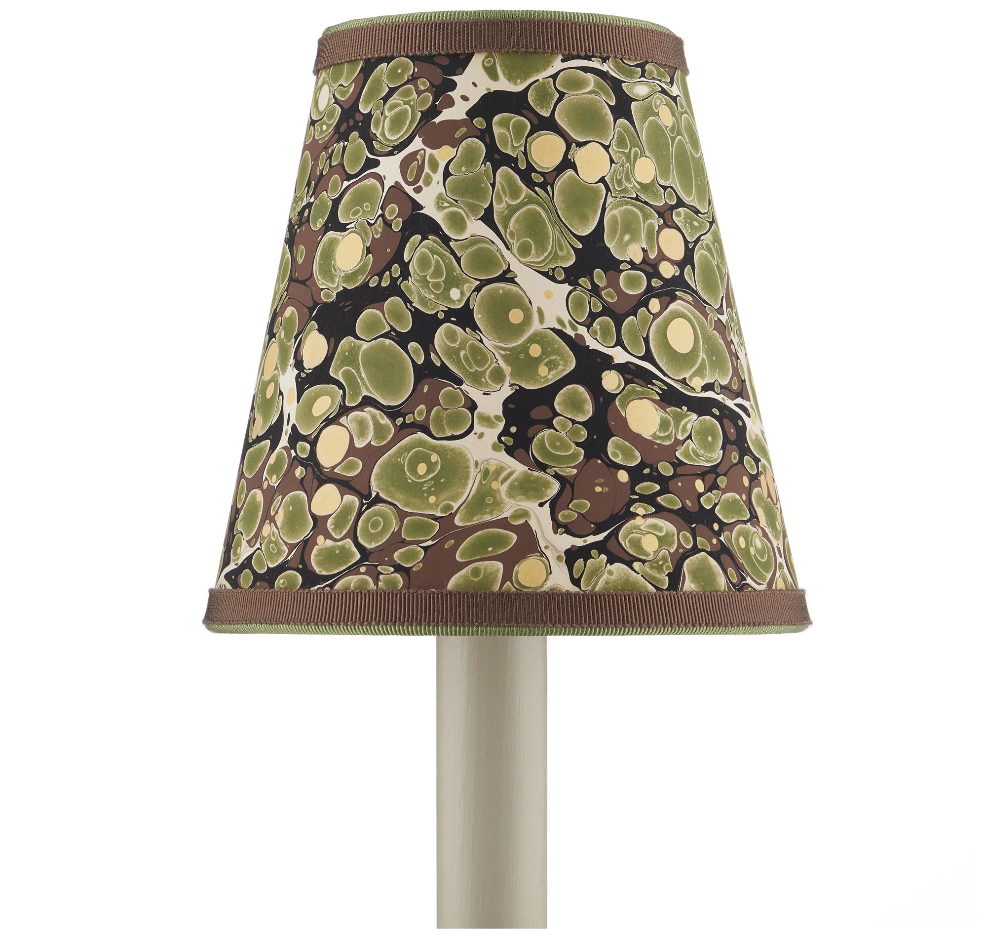 Image 2 Marble Paper Tapered Chandelier Shade - Green/Brown/Gold more views