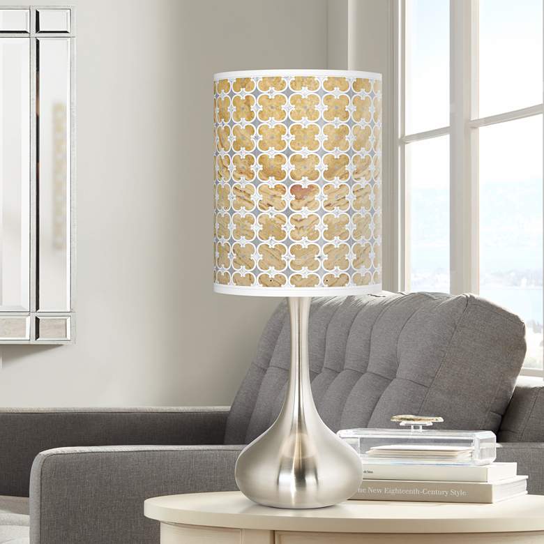 Image 1 Marble Quatrefoil Giclee Droplet Table Lamp