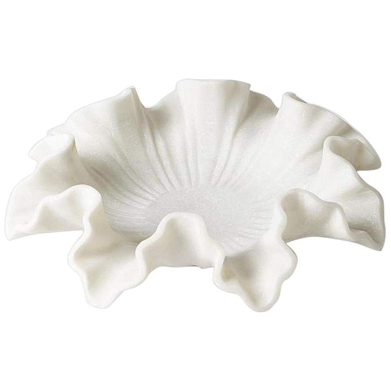 Image 1 Marble Ruffle White Carved Decorative Bowl