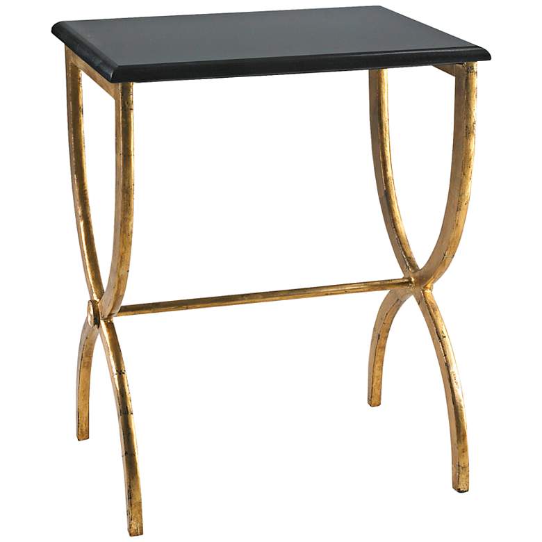 Image 1 Marble Top Black and Gold Side Table